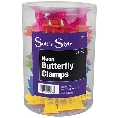 SOFT N STYLE 3” WIDE NEON BUTTERFLY CLIPS - 36CT