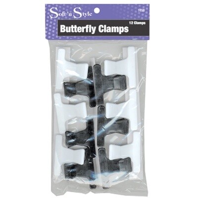 SOFT N STYLE BLACK &amp; WHITE BUTTERFLY CLAMPS