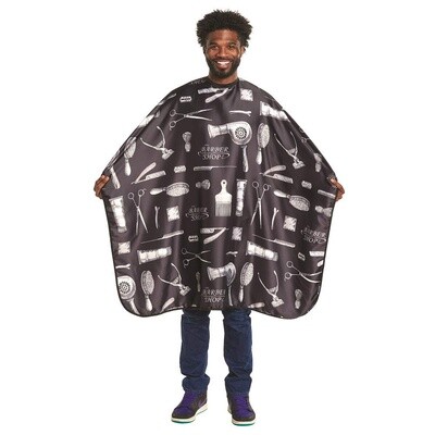 SCALPMASTER BARBER PRINT STYLING CAPE - BLACK