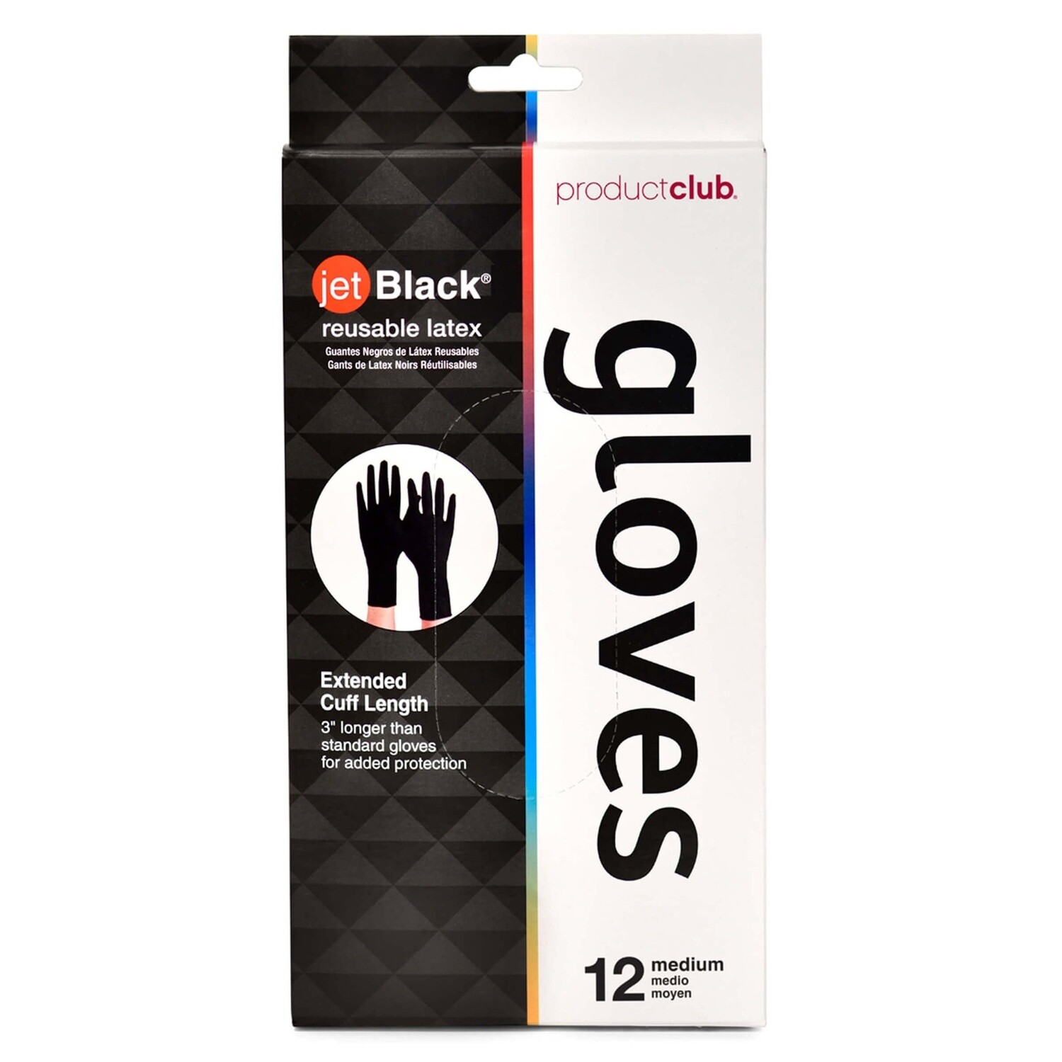 12 ct. jet Black® Latex Reusable Gloves - Large