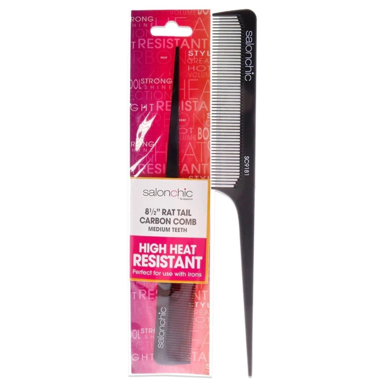 SALONCHIC 8-1/2” RATTAIL CARBON COMB MED TEETH