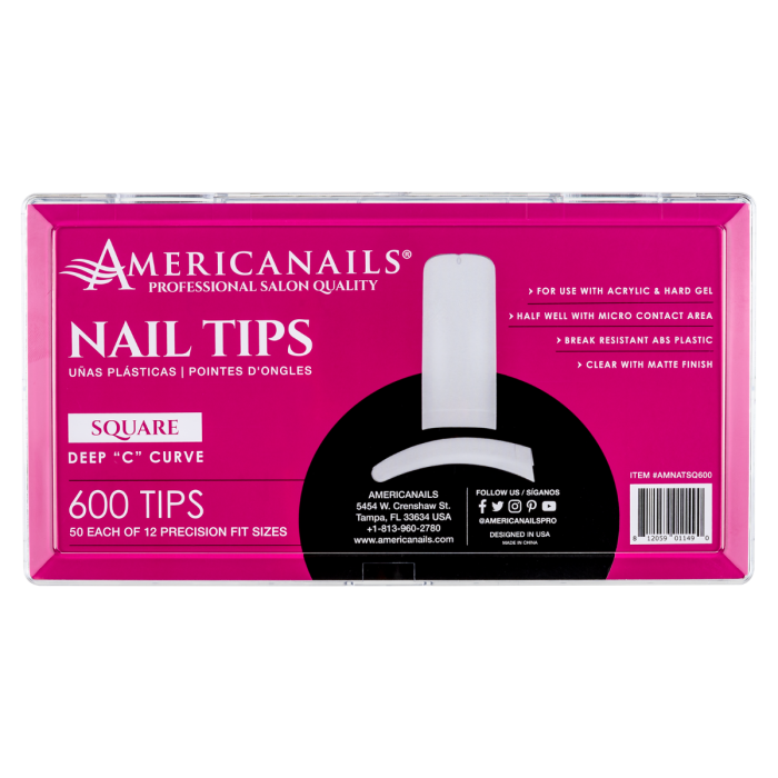 Nail Tips | Square (Deep "C" Curve) 600ct