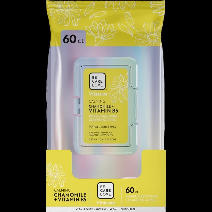 VITALUXE CALMING CHAMOMILE + VITAMIN B5 MAKEUP REMOVING CLEANSING WIPES