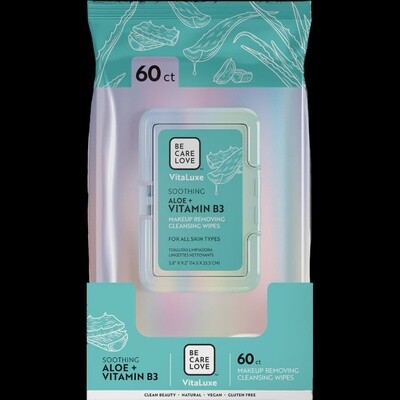 VITALUXE SOOTHING ALOE + VITAMIN B3 MAKEUP REMOVING CLEANSING WIPES
