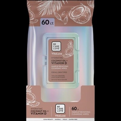 VITALUXE HYDRATING COCONUT OIL + VITAMIN B12 MAKEUP REMOVING CLEANSING WIPES