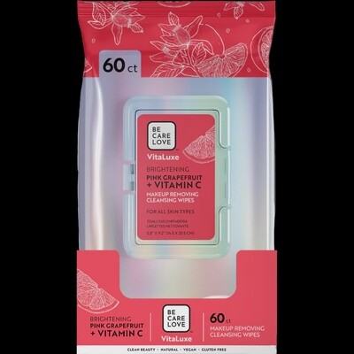 VITALUXE BRIGHTENING PINK GRAPEFRUIT + VITAMIN C MAKEUP REMOVING CLEANSING WIPES