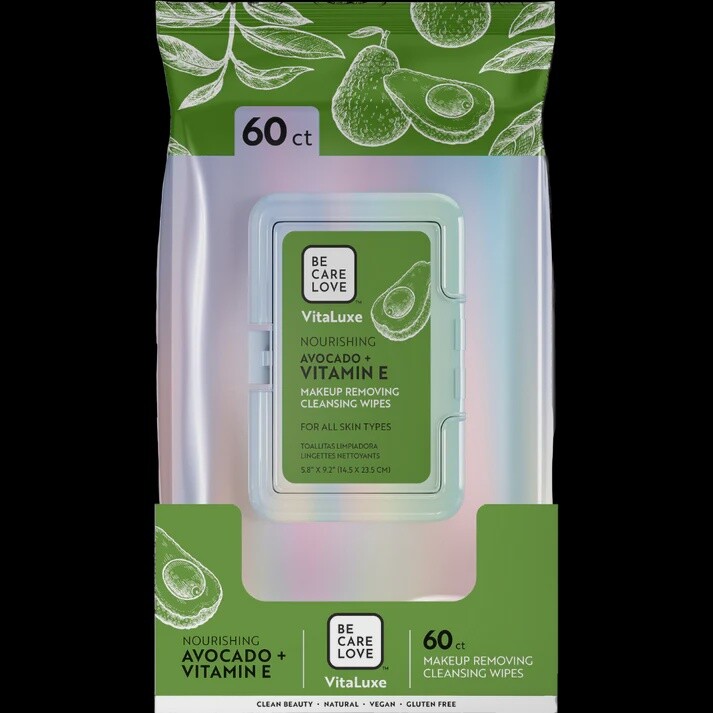 VITALUXE NOURISHING AVOCADO + VITAMIN E MAKEUP REMOVING CLEANSING WIPES