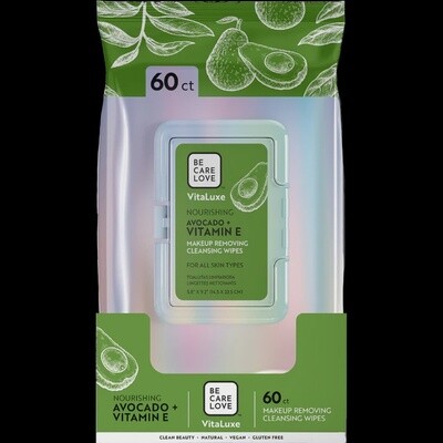 VITALUXE NOURISHING AVOCADO + VITAMIN E MAKEUP REMOVING CLEANSING WIPES