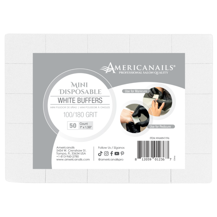 Mini Disposable White Buffers | 100/180 Grit 50ct