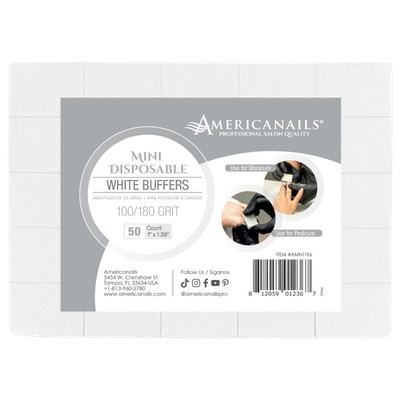 Mini Disposable White Buffers | 100/180 Grit 50ct