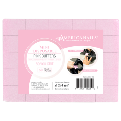 Mini Disposable Pink Buffers | 80/100 Grit 50ct