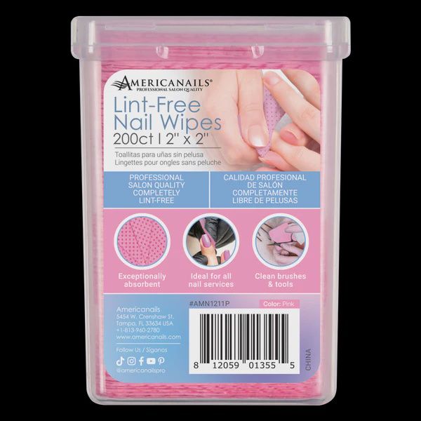 LINT-FREE NAIL WIPES 200-CT. PINK