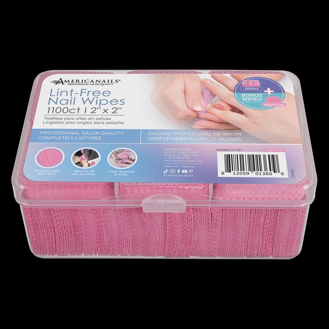 LINT-FREE NAIL WIPES 1100-CT. PINK