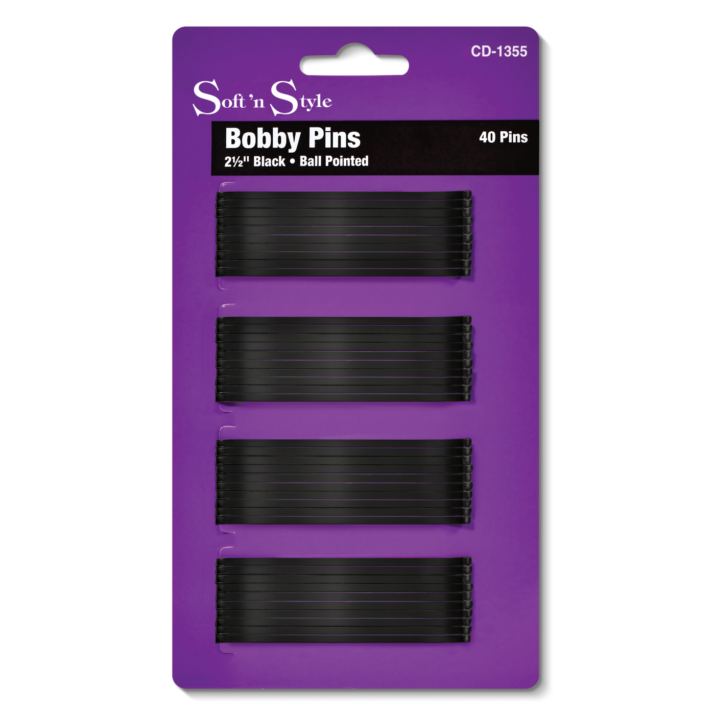 Bobby Pins, Extra-long, Black - 2-1/2"