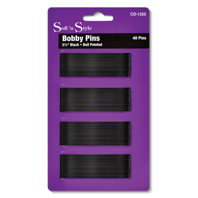 Bobby Pins, Extra-long, Black - 2-1/2"
