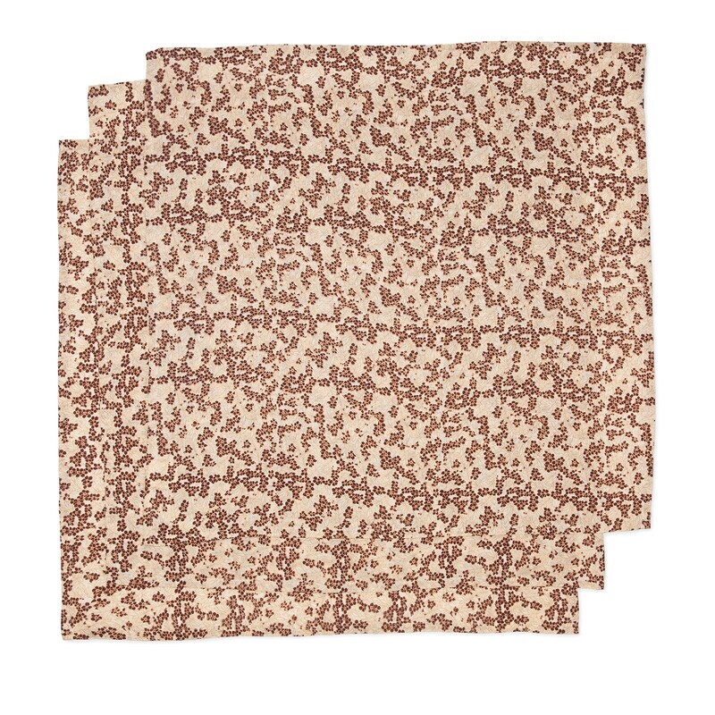 Konges Sløjd 3 Pack Muslin Cloth 17581 Winter Leaves Dark Red One Size