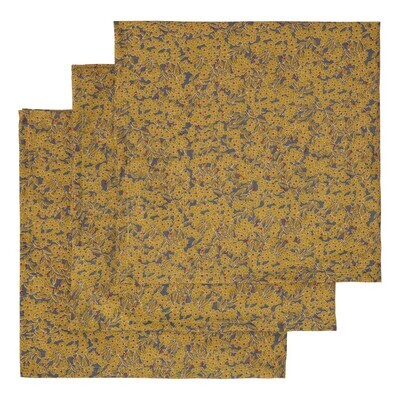 Konges Sløjd 3 Pack Muslin Cloth 17581 65x65cm Winter Leaves Mustard