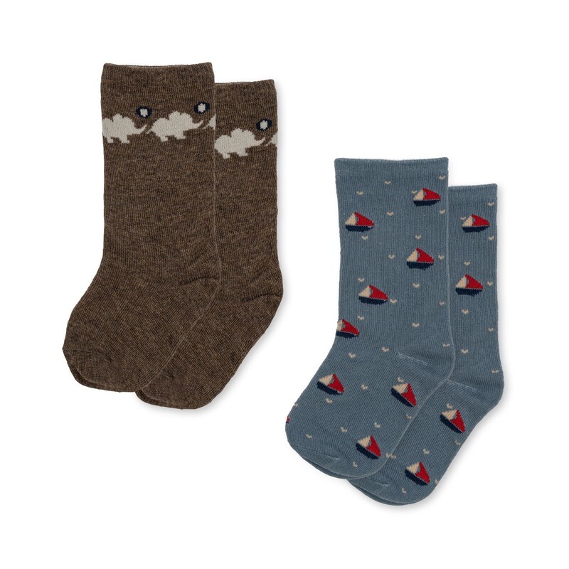Konges Sløjd 2 Pack Lapis Socks KS5819 Elaphant/Boat