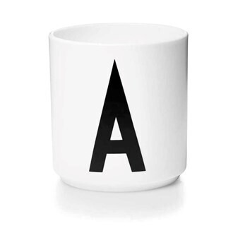 Design Letters Personal Porcelain Cup A-Z White, Letter: A