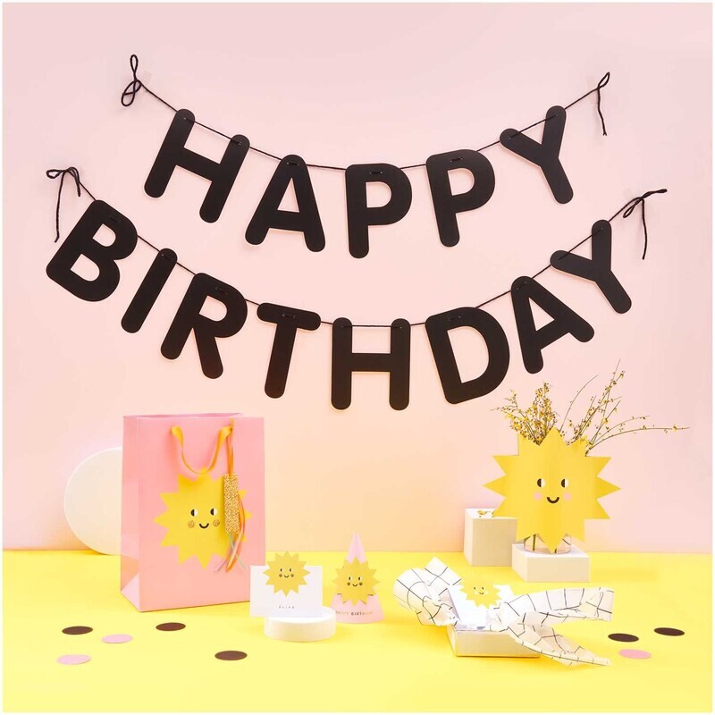 Rico Design Paper Poetry Girlande Happy Birthday Schwarz 5m