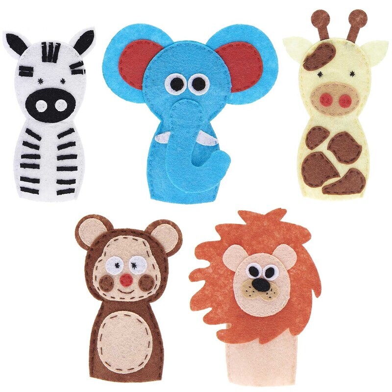 Rico Design Filz Bastelset Fingerpuppen Wilde Tiere 5 Stück
