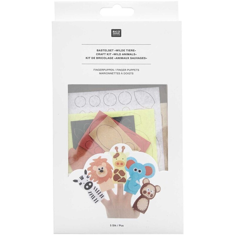 Rico Design Filz Bastelset Fingerpuppen Wilde Tiere 5 Stück