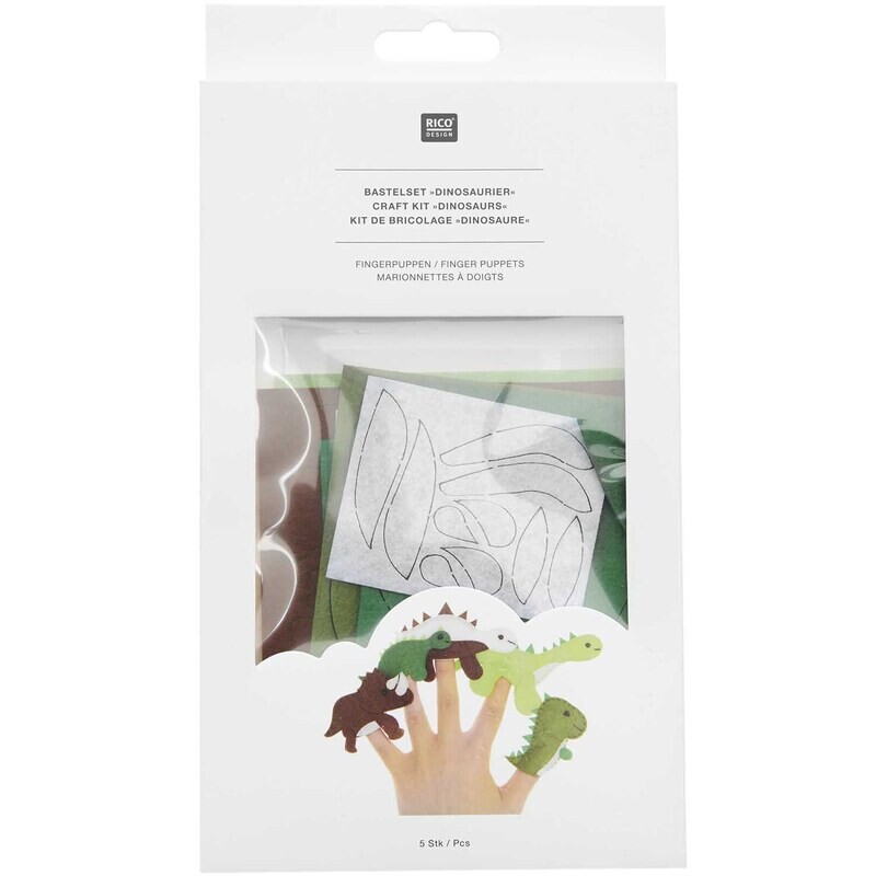 Rico Design Filz Bastelset Fingerpuppen Dinosaurier 5 Stück