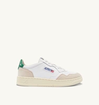 Autry Medalist Low Man Leather/Suede AULM LS23 White/Amazon Green