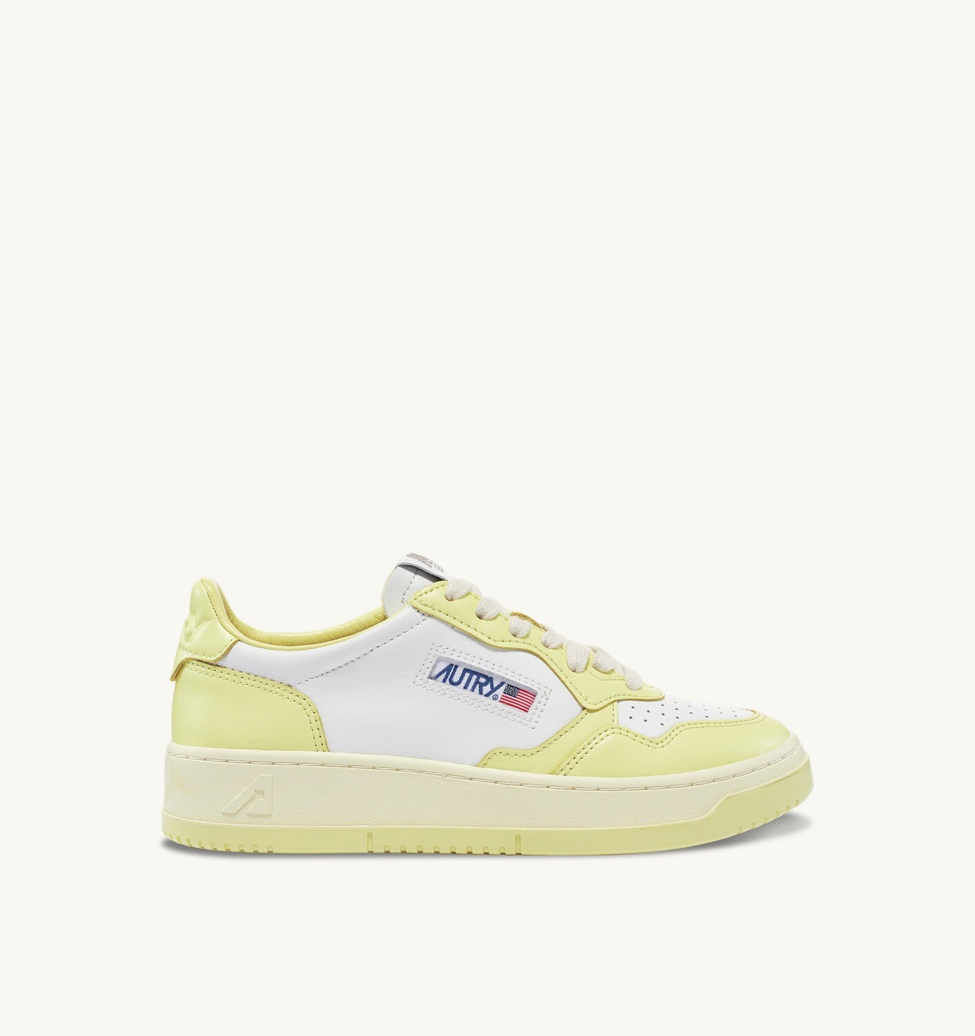 Autry Medalist Low Woman Leather/Leather AULW WB36 White/Lime YL, Größe: 37