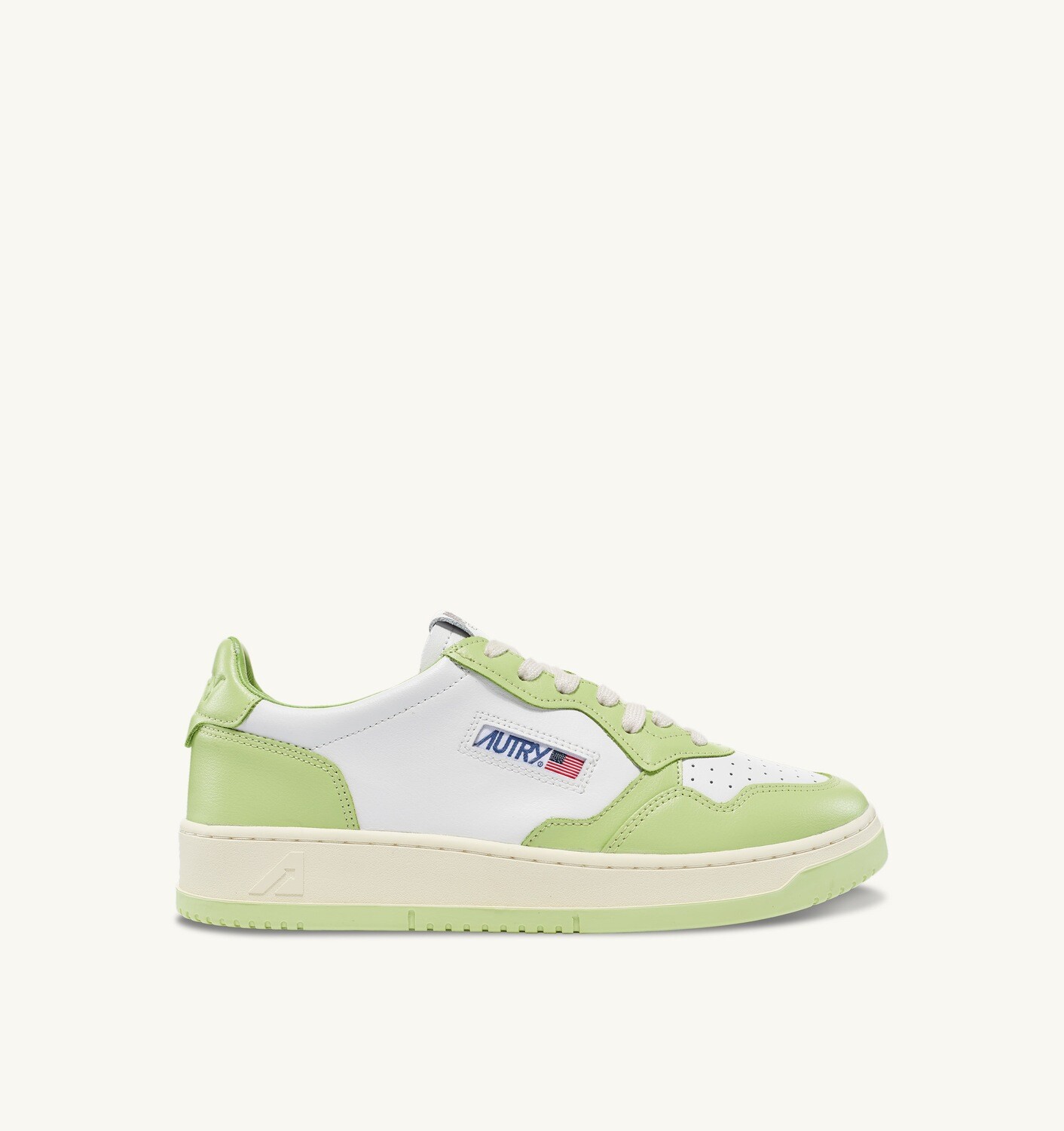 Autry Sneakers Damen Medalist Low Aus Zweifarbigem Leder Weiss Und Grün