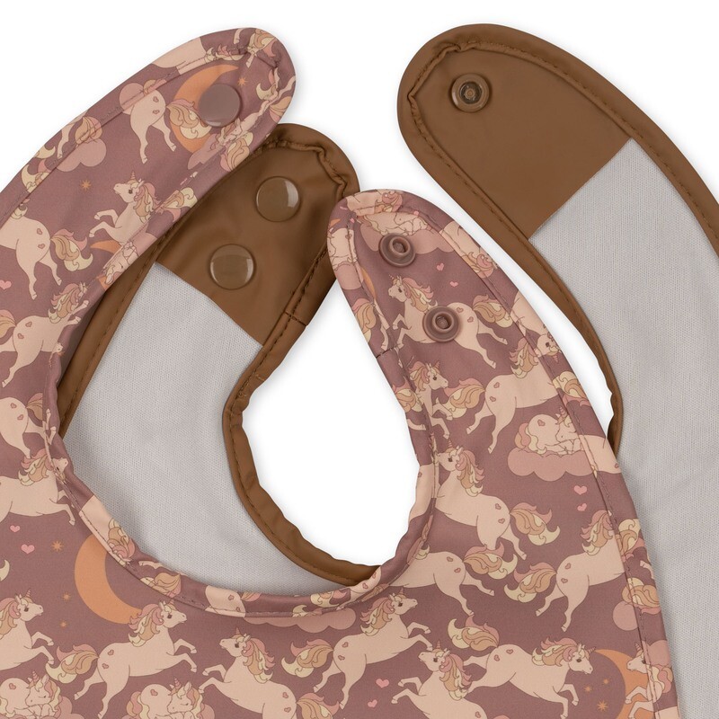 Konges Sløjd 2 Pack Dinner Bib KS4300 Unicorn Blush/Toasted Coconut One Size