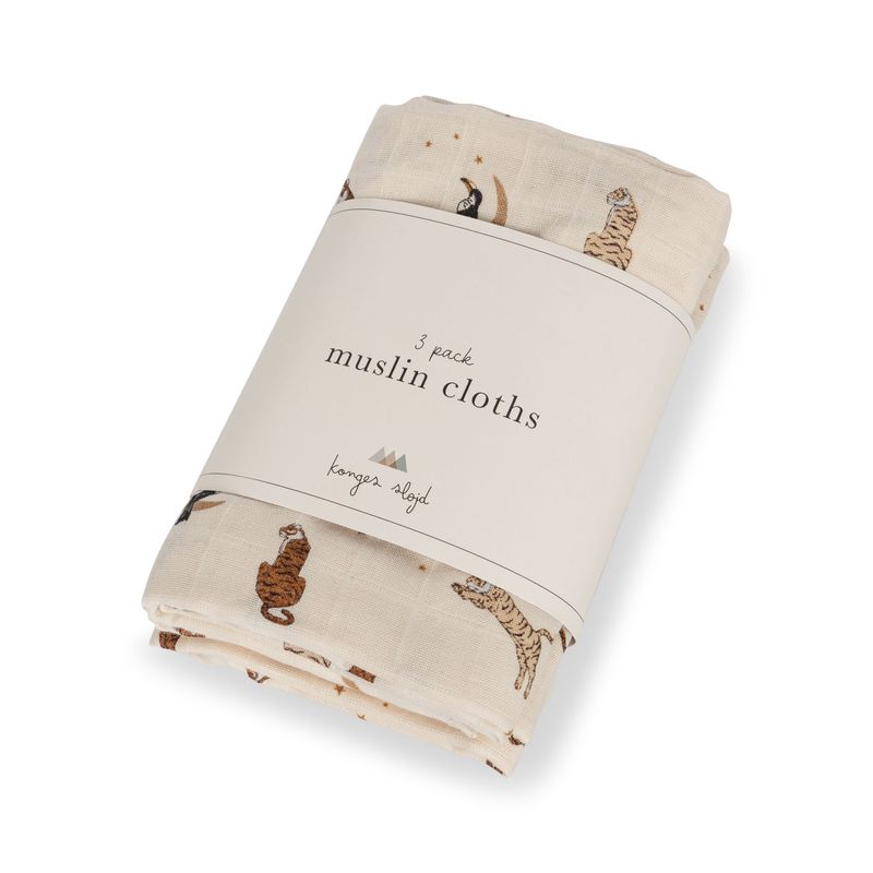 Konges Sløjd 3 Pack Muslin Cloth KS100718 Roar