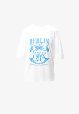 Lala Berlin T-Shirt Celia 1242-CK-1003 Lala Palm White