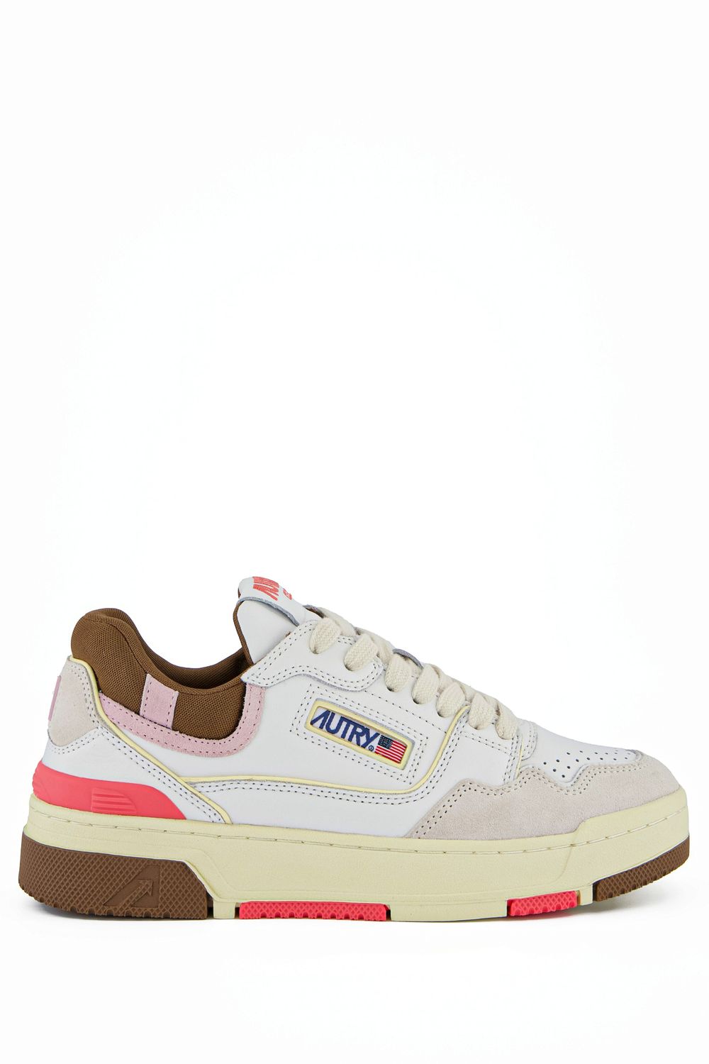 Autry Sneakers CLC Low Aus Leder In Weiss, Braun Und Rosa