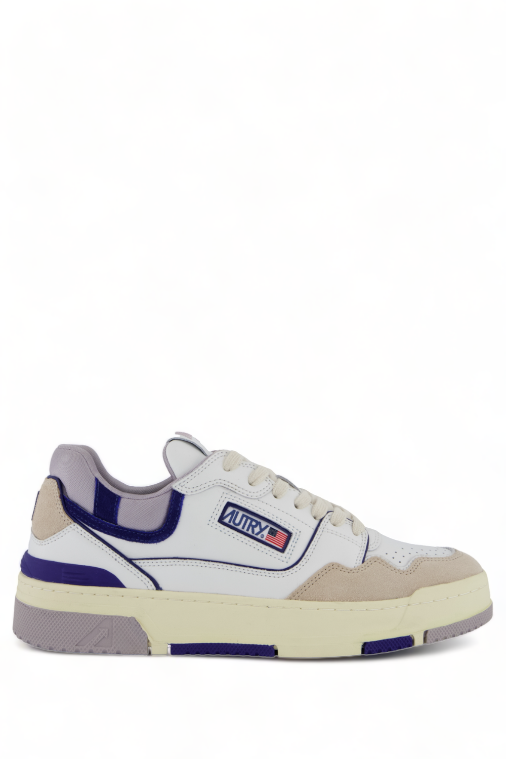 Autry Sneakers CLC Low Aus Leder In Weiss, Dunkleblau Und Hellblau