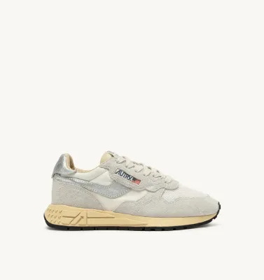 Autry Damen Sneaker Reelwind Low aus Nylon und Wildleder in Weiß Silber WWLW  MU01