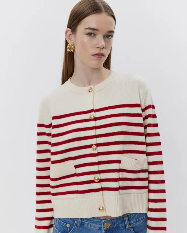 Sofie Schnoor Elicasw Cardigan Red Striped S251360