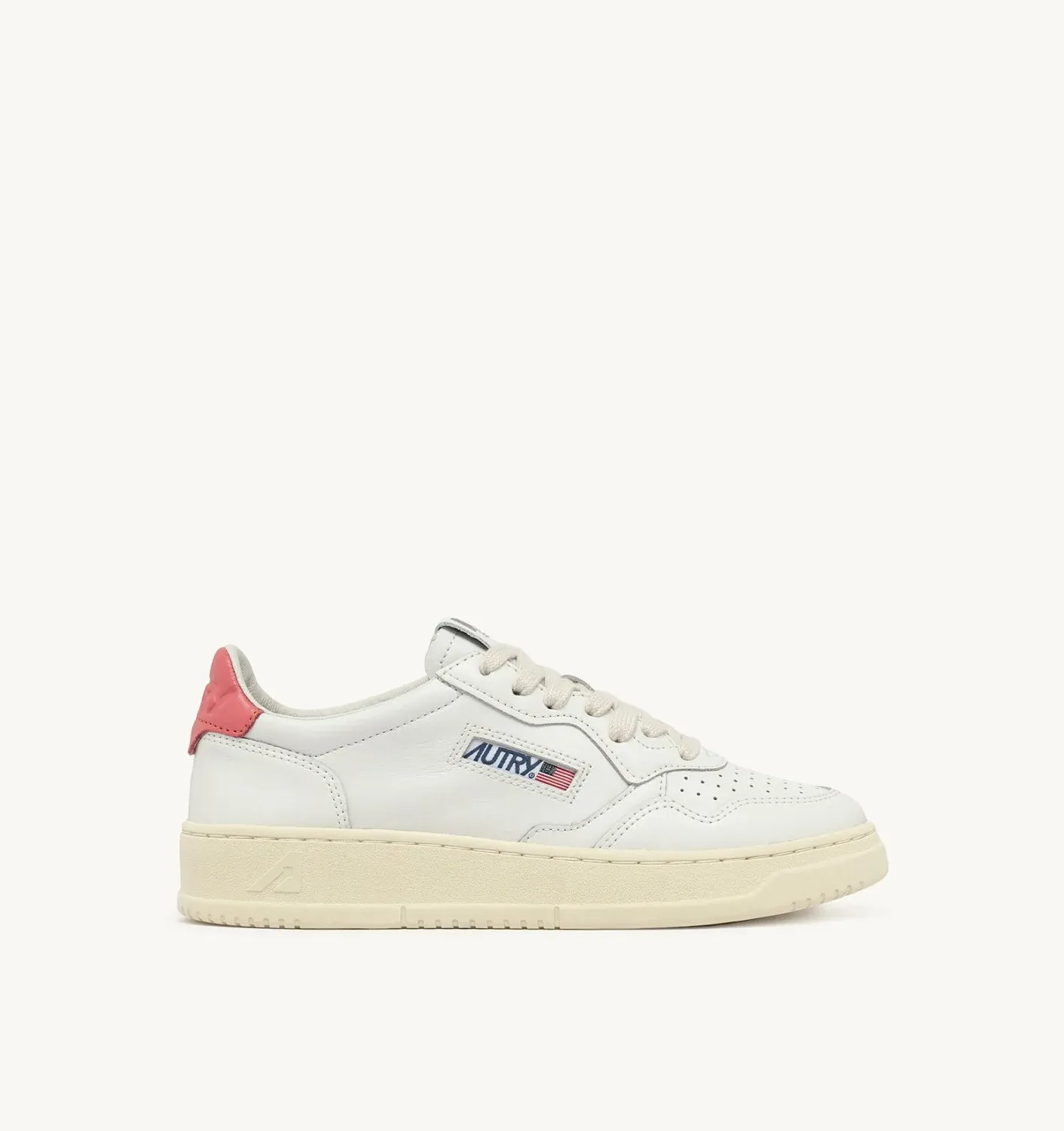 Autry Damen Sneaker Medalist aus Leder in Weiß und Tearose AULW LL78