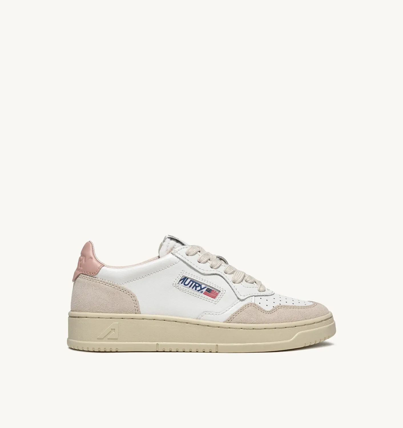 Autry Damen Sneaker Medalist aus Weißem und Powder Leder und Beigem Wildleder AULW LS37