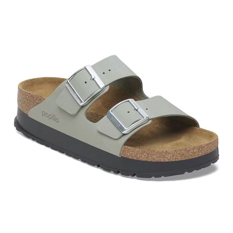 Birkenstock Arizona Flex Platform Nubukleder Pure Sage Schmale Weite  1029049