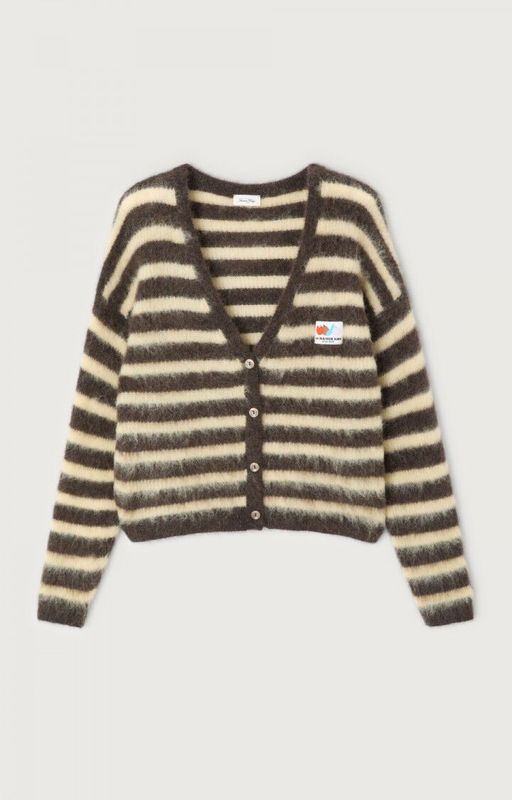 American Vintage Damencardigan Nenybay Gestreifre Soja Wurzel NEN19AH25