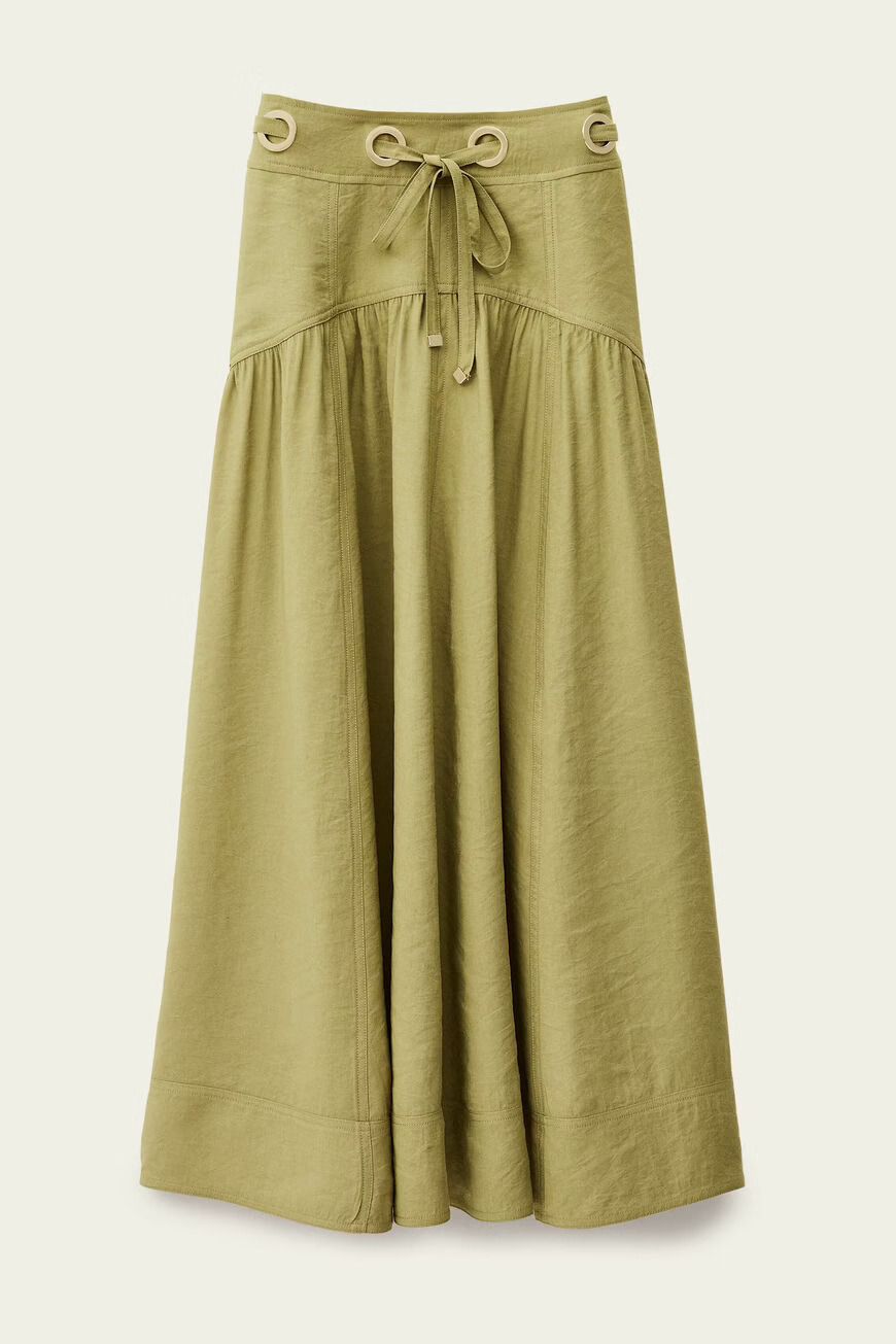 Ba&amp;sh Donia Midi-Length Skirt Kakhi 1H25DONI