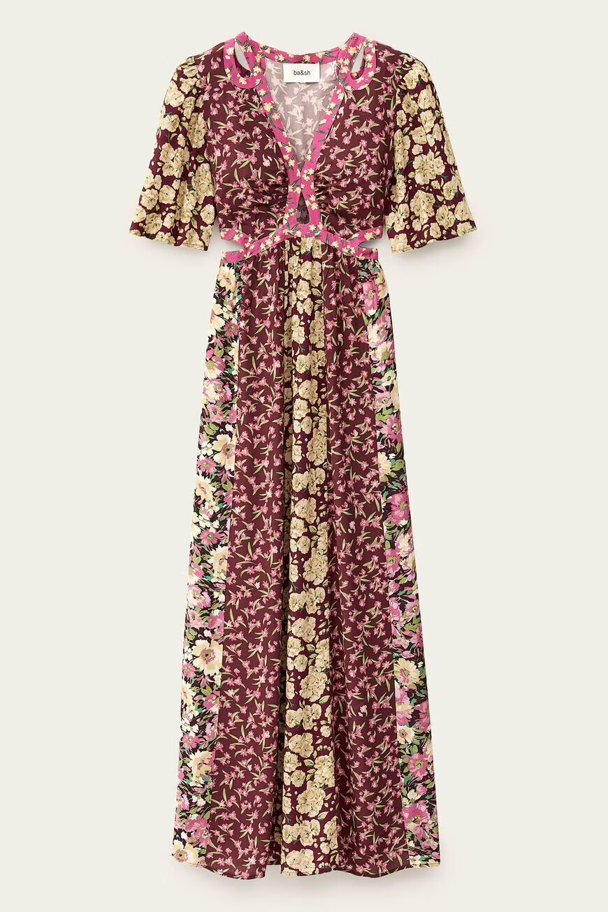 Ba&amp;sh Ilma Maxi-Length Dress Bordeaux 1H25ILMA
