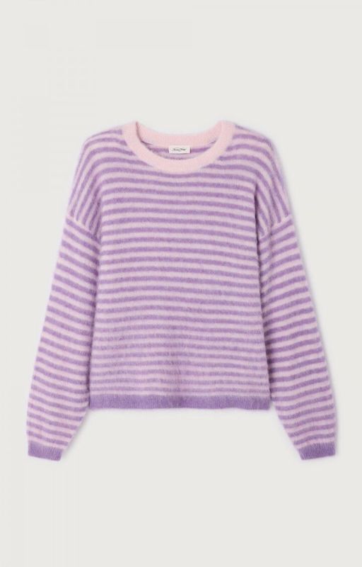 American Vintage Damenpullover Nenybay Violet Rosebud Gestreift NEN18C