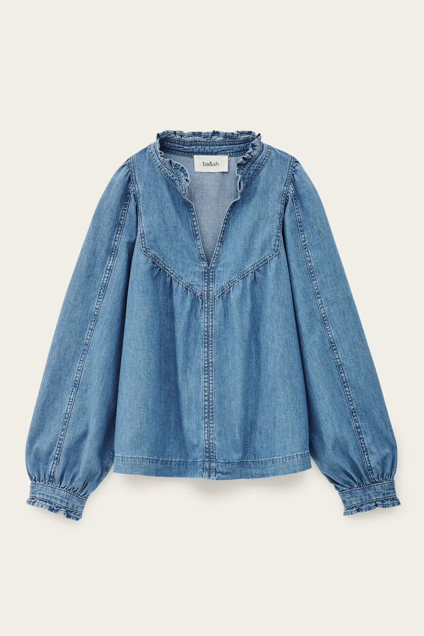 Ba&amp;sh Lay Blouse Shape Top Lightusedblue 1H25LAY