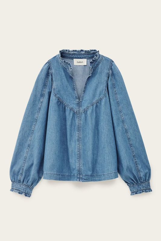 Ba&amp;sh Lay Blouse Shape Top Lightusedblue 1H25LAY