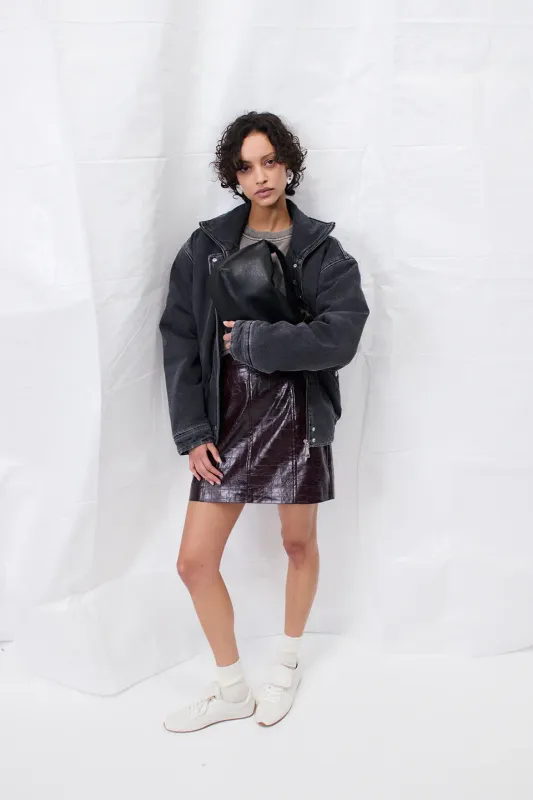 Lala Berlin Skirt Skylar Vegan Croco Leather Burgundy