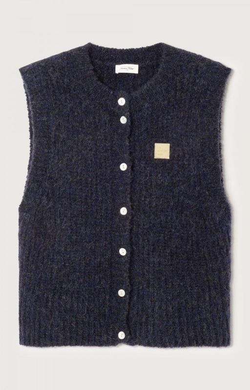 American Vintage Damencardigan East Meliertes Navyblau EAST19MMH25