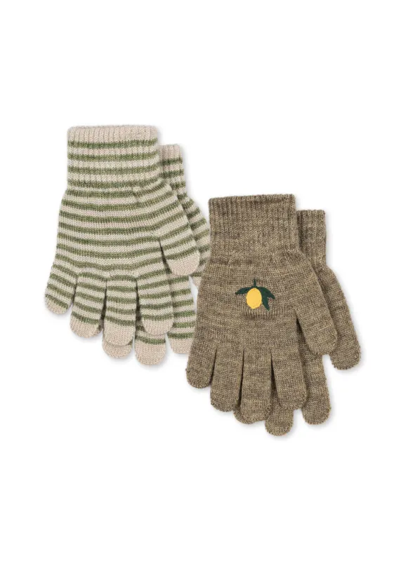 Konges Sløjd 2 Pack Filla Handschuhe Lemon/Stripe KS103430
