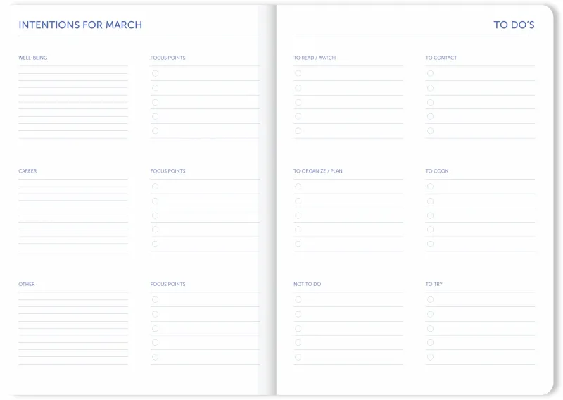A-Journal 24 Month Monthly Diary 2026/2027 Blue Pink